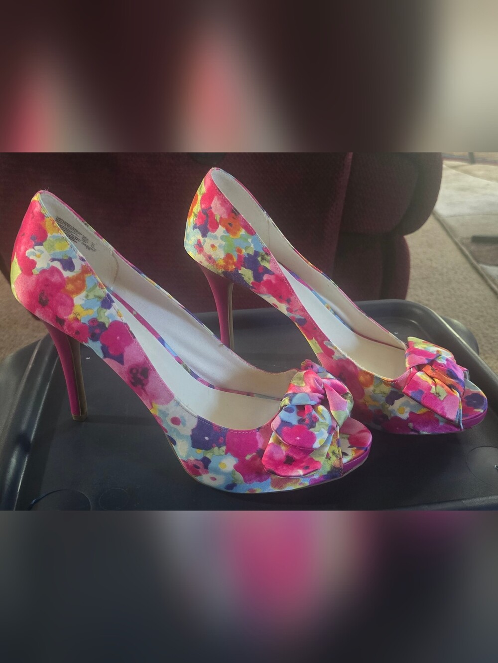 Fioni Floral Multicolor Bow Pumps Womens Size 12